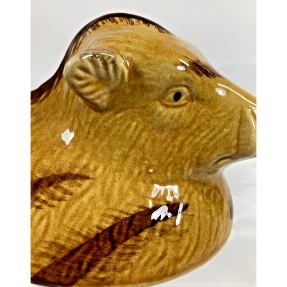 Vintage Majolica Covered Wild Boar Pig Ceramic Casserole Tureen Portugal - Picture 10 of 12